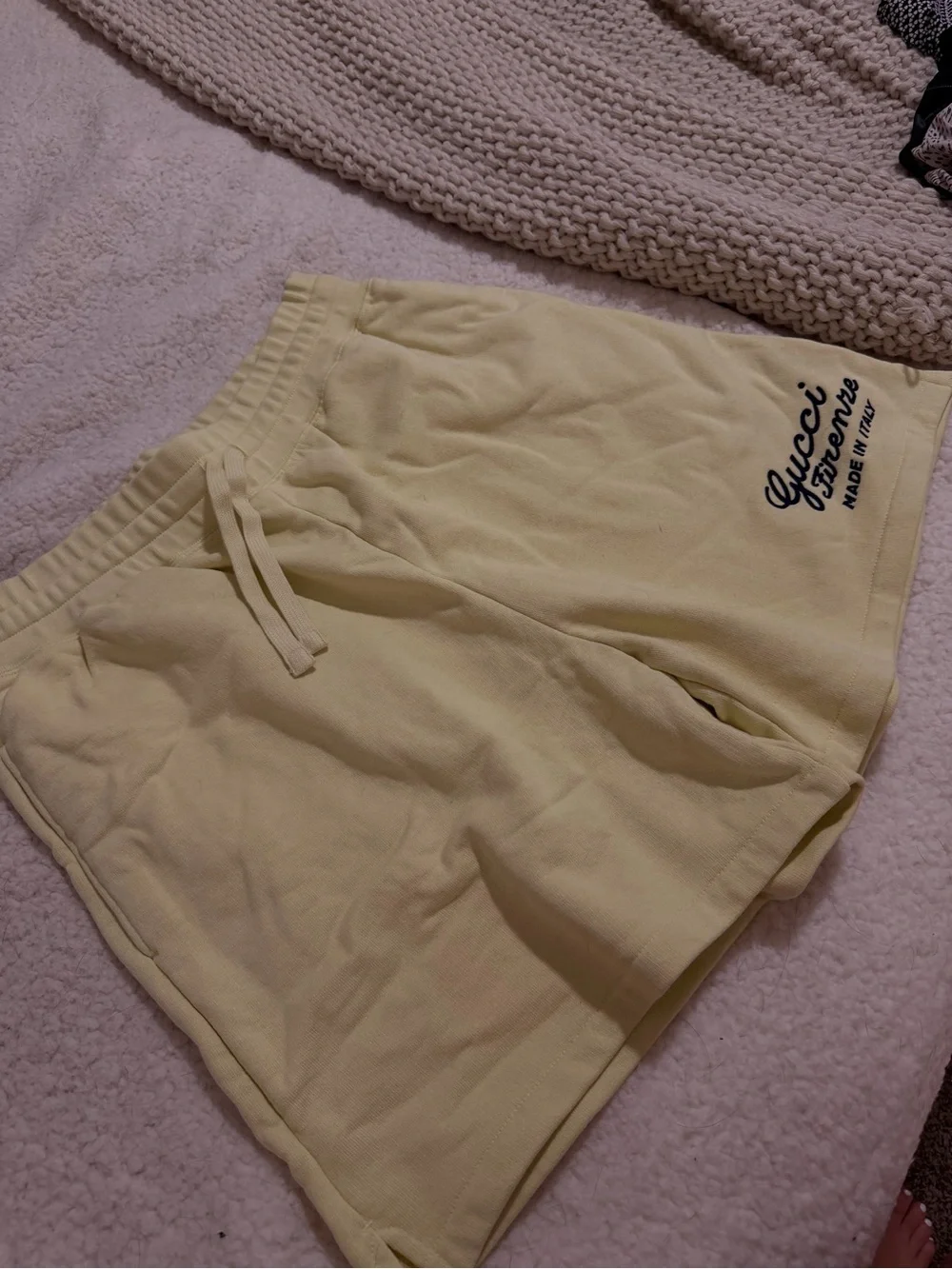 Gucci  NWOT Light Yellow Drawstring Athletic Shorts